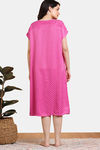 Zivame Checkered Sheen Woven Mid Length Nightdress - Pink Yarrow — thumbnail 4